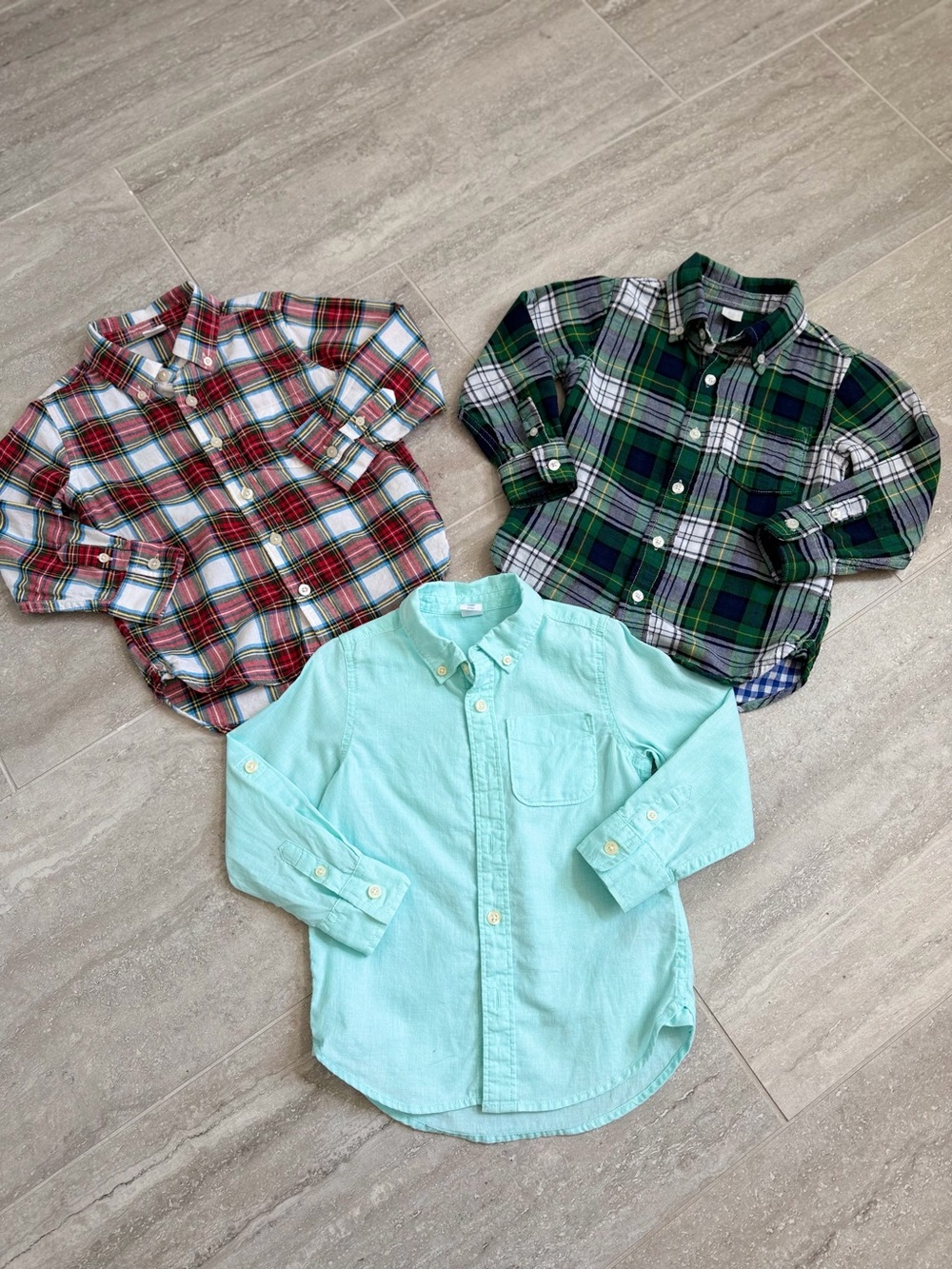 Baby Gap Toddler Boys Button Down Shirt Bundle Size 4 Years Plaid Linen Cotton